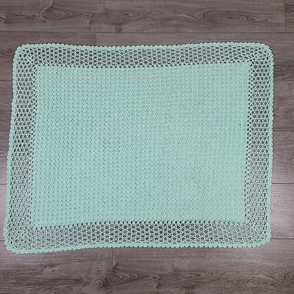 TEAL knitted rectangular baby blanket - Picture 5 of 13